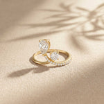 0.90 Ct Pear & Round Cut Moissanite Bypass Toi et Moi Ring