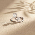 0.90 Ct Pear & Round Cut Moissanite Bypass Toi et Moi Ring