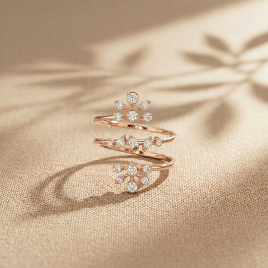 0.35 Ct Round Cut Moissanite Floral Wrap Ring