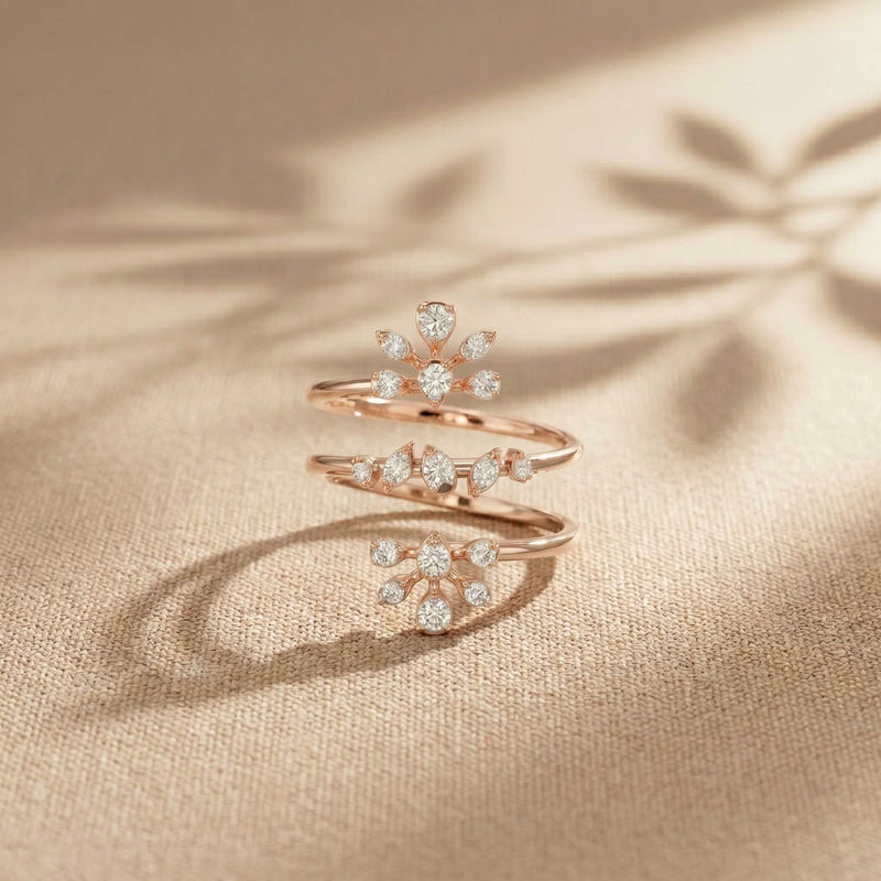 0.35 Ct Round Cut Moissanite Floral Wrap Ring