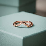 0.06 Ct Round Cut Moissanite Wave Band Ring Rose Gold