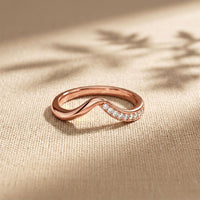0.06 Ct Round Cut Moissanite Wave Band Ring Rose Gold
