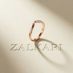 0.06 Ct Round Cut Moissanite Wave Band Ring Rose Gold