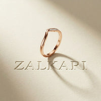 0.06 Ct Round Cut Moissanite Wave Band Ring Rose Gold