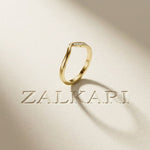 0.06 Ct Round Cut Moissanite Wave Band Ring Gold