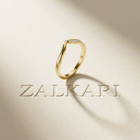 0.06 Ct Round Cut Moissanite Wave Band Ring Gold