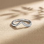 0.06 Ct Round Cut Moissanite Wave Band Ring White