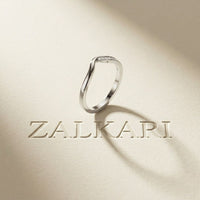 0.06 Ct Round Cut Moissanite Wave Band Ring White