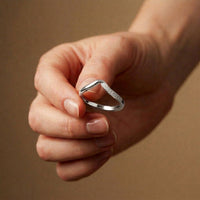0.06 Ct Round Cut Moissanite Wave Band Ring White