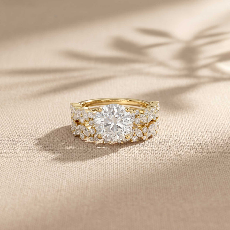 3.70 Ct Round Cut Moissanite Marquise Cluster Bridal Ring for Women