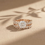 3.70 Ct Cushion Cut Moissanite Marquise & Round Accent Ring for Women Rose Gold