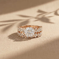 3.70 Ct Cushion Cut Moissanite Marquise & Round Accent Ring for Women Rose Gold