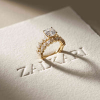 3.70 Ct Cushion Cut Moissanite Marquise & Round Accent Ring for Women Gold