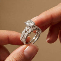 3.70 Ct Cushion Cut Moissanite Marquise & Round Accent Ring for Women White