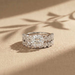 3.70 Ct Cushion Cut Moissanite Marquise & Round Accent Ring for Women White