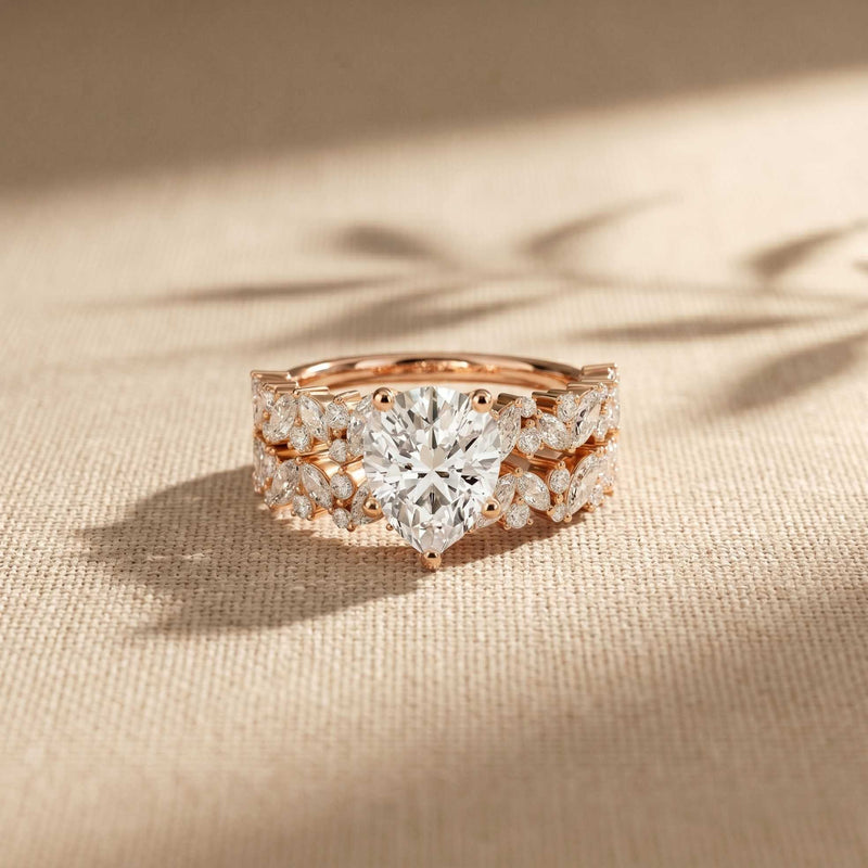 2.70 Ct Pear Cut Moissanite Ornate Accent Ring for Women