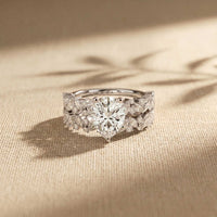 2.70 Ct Pear Cut Moissanite Ornate Accent Ring for Women