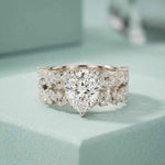 2.70 Ct Pear Cut Moissanite Ornate Accent Ring for Women