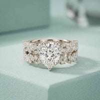 2.70 Ct Pear Cut Moissanite Ornate Accent Ring for Women