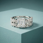 3.70 Ct Radiant Cut Moissanite Luxe Accent Ring for Women