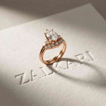 2.95 Ct Pear Cut Moissanite Radiant Crown Ring for Women