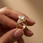 2.95 Ct Pear Cut Moissanite Radiant Crown Ring for Women