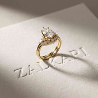 2.95 Ct Pear Cut Moissanite Radiant Crown Ring for Women