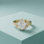 2.95 Ct Pear Cut Moissanite Radiant Crown Ring for Women