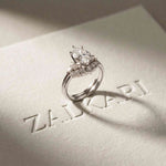 2.95 Ct Pear Cut Moissanite Radiant Crown Ring for Women