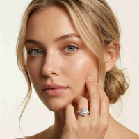 2.95 Ct Pear Cut Moissanite Radiant Crown Ring for Women