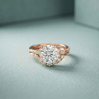 2.95 Ct Round Cut Moissanite Celestial Halo Ring for Women