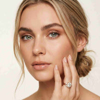 2.95 Ct Round Cut Moissanite Celestial Halo Ring for Women