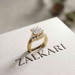 2.95 Ct Round Cut Moissanite Celestial Halo Ring for Women