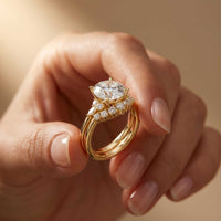 2.95 Ct Round Cut Moissanite Celestial Halo Ring for Women
