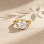 2.95 Ct Round Cut Moissanite Celestial Halo Ring for Women