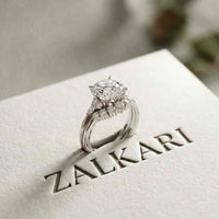 2.95 Ct Round Cut Moissanite Celestial Halo Ring for Women