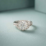 2.95 Ct Round Cut Moissanite Celestial Halo Ring for Women