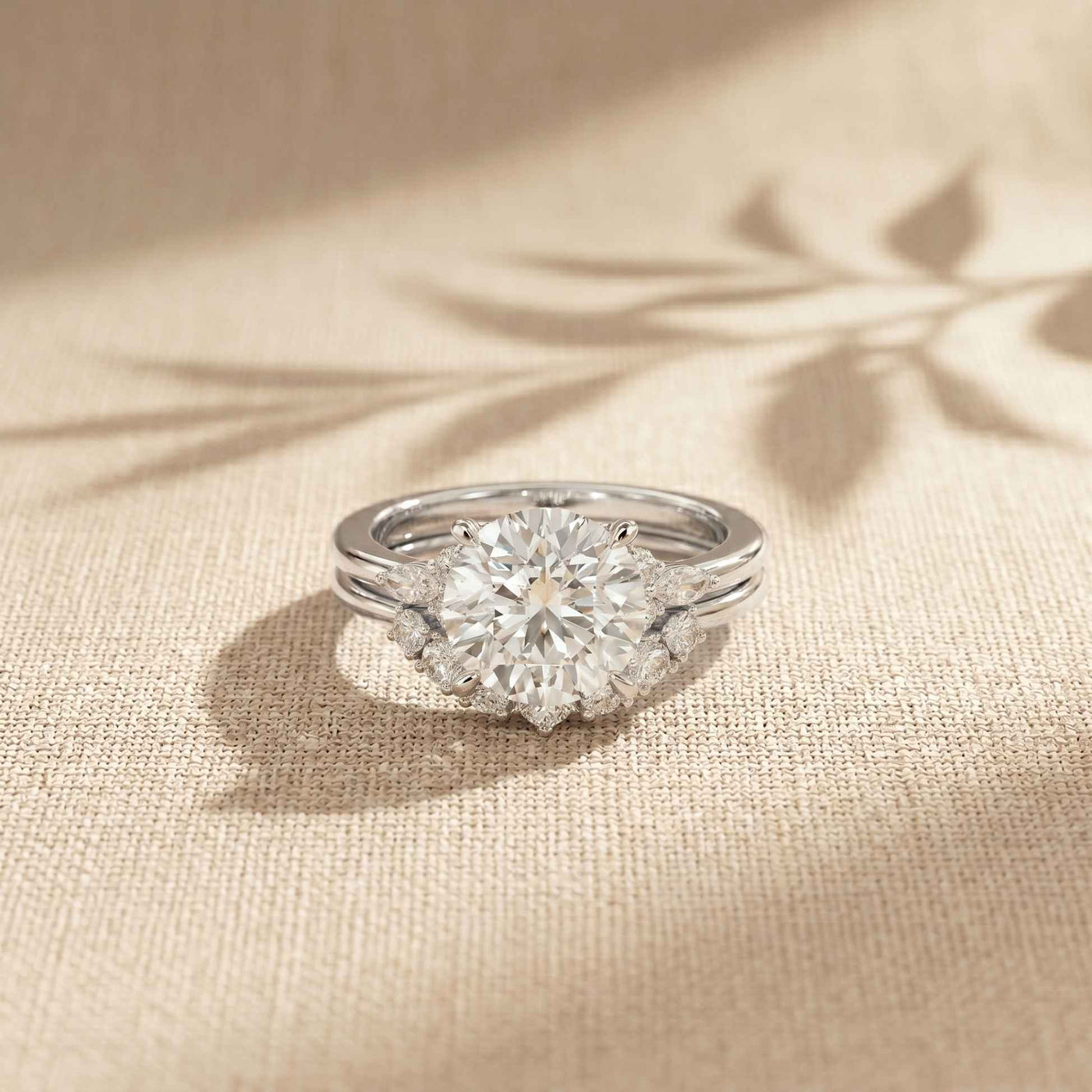 2.95 Ct Round Cut Moissanite Celestial Halo Ring for Women