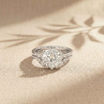 2.95 Ct Round Cut Moissanite Celestial Halo Ring for Women