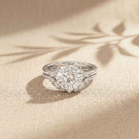 2.95 Ct Round Cut Moissanite Celestial Halo Ring for Women