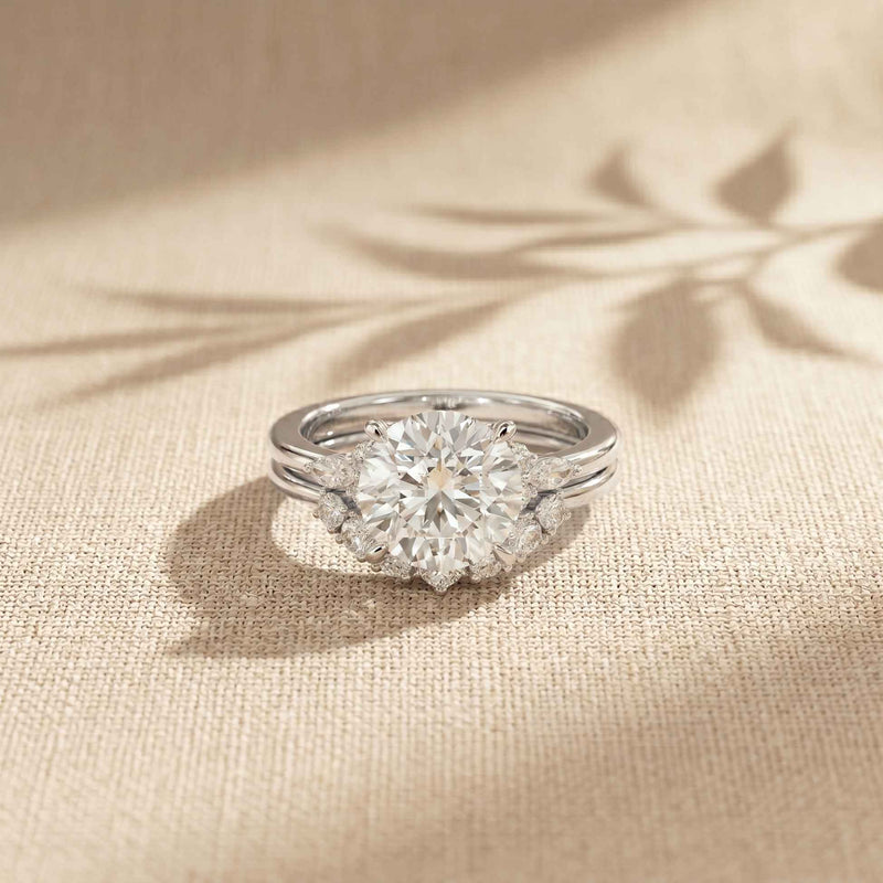 2.95 Ct Round Cut Moissanite Celestial Halo Ring for Women