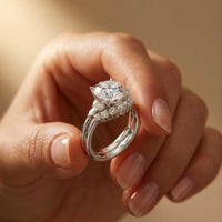 2.95 Ct Round Cut Moissanite Celestial Halo Ring for Women