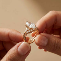2.95 Ct Marquise Cut Moissanite Regal Halo Ring for Women