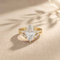 2.95 Ct Marquise Cut Moissanite Regal Halo Ring for Women