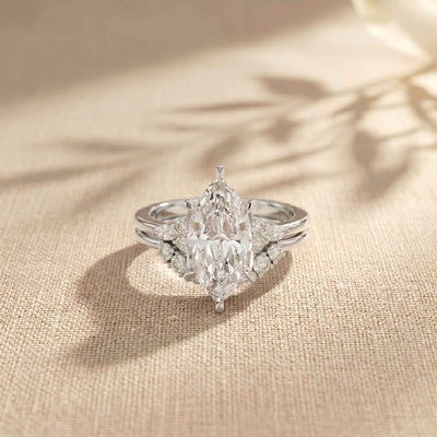 2.95 Ct Marquise Cut Moissanite Regal Halo Ring for Women