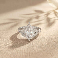 2.95 Ct Marquise Cut Moissanite Regal Halo Ring for Women