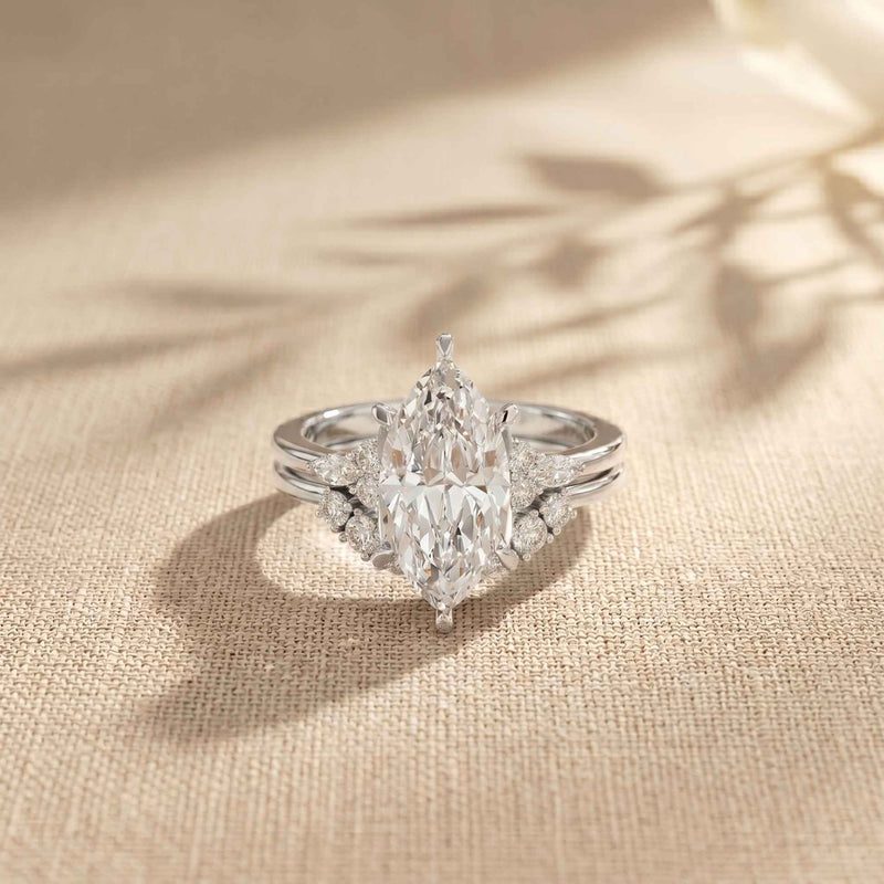 2.95 Ct Marquise Cut Moissanite Regal Halo Ring for Women