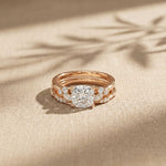 2.40 Ct Cushion Cut Moissanite Vintage Accent Bridal Ring Set for Women Rose Gold