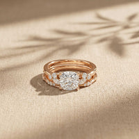 2.40 Ct Cushion Cut Moissanite Vintage Accent Bridal Ring Set for Women Rose Gold