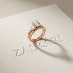 2.40 Ct Cushion Cut Moissanite Vintage Accent Bridal Ring Set for Women Rose Gold